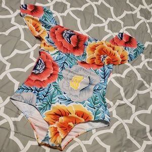 One piece off shoulder swimsuit, size L